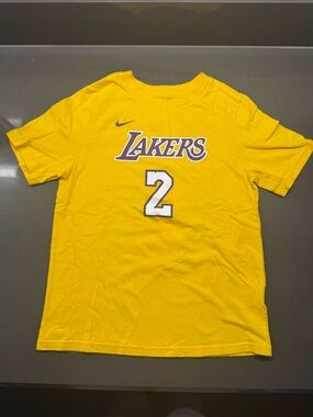 Kids Nike Los Angeles Lakers Yellow Tee with Number 2 Lonzo Ball